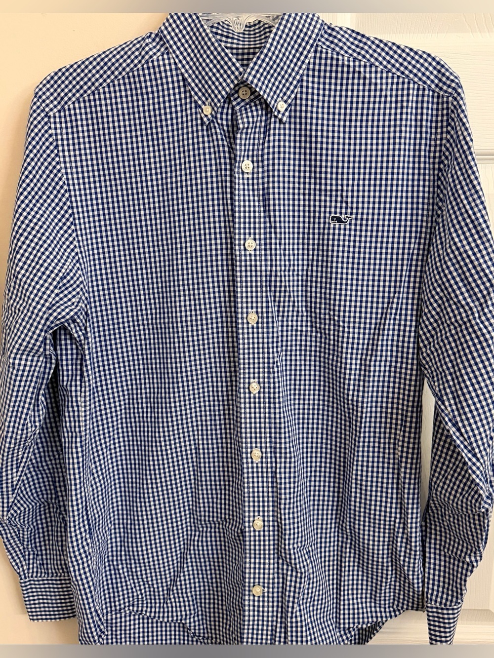 Vineyard Vines Slim Fit Whale Shirt Gingham Check Mens S Long Sleeve Button Down